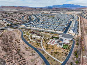 Drone / aerial view featuring a mountain view