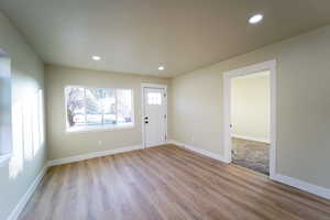 Foyer entrance featuring light wood-type flooring