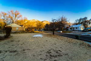 View of yard with a mountain view