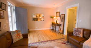 Living room featuring hardwood / wood-style flooring