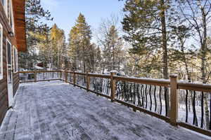 View of snow covered deck