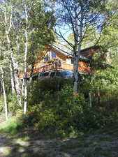 View of yard with a deck
