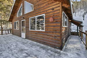 View of snow covered deck