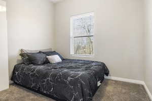 Bedroom with carpet flooring