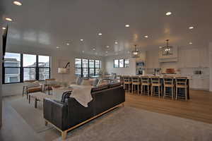 Living room featuring light wood-type flooring