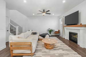 Living room with a fireplace,