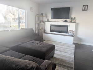 Living room featuring hardwood / wood-style flooring