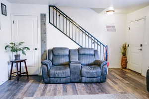 Living room featuring dark hardwood / wood-style floors