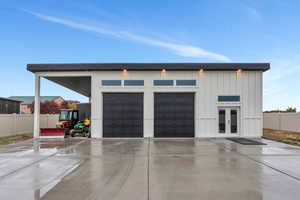 Garage with french doors