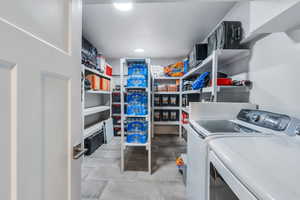 Clothes washing area with washer and dryer