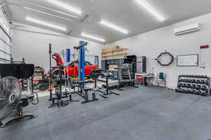 Garage with a wall unit AC