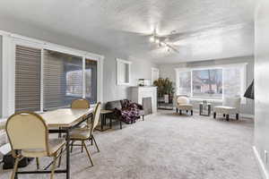 Interior space featuring a textured ceiling