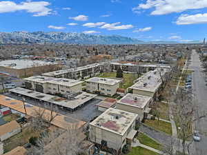 Aerial view featuring a mountain view