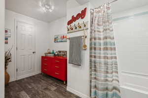 View of basement bathroom