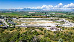 Drone / aerial view featuring a mountain view