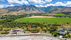 Drone / aerial view with a mountain view