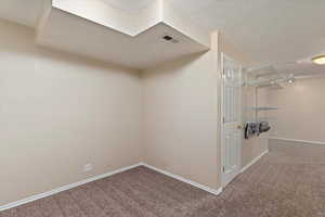 Interior space with a textured ceiling