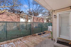 View of patio featuring a deck