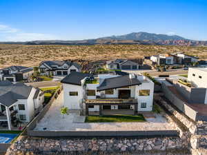 Aerial view featuring a mountain view