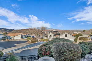 View of front of home featuring a mountain view