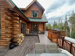 Wooden deck with french doors