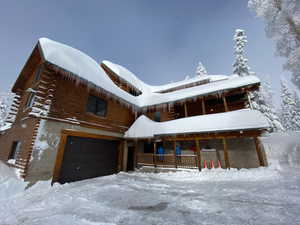 Exterior space with a garage