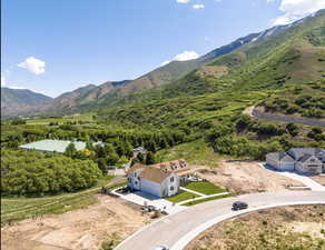 Aerial view with a mountain view