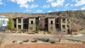 View of front of property featuring a mountain view