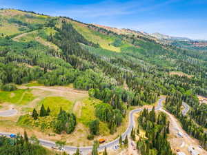 Drone / aerial view with a mountain view