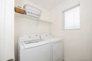 Laundry room featuring independent washer and dryer