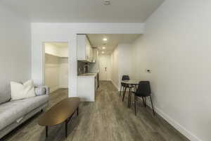 Interior space featuring light hardwood / wood-style floors and sink