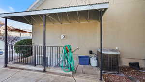 covered steps to basement entrance