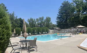 View of pool featuring a patio