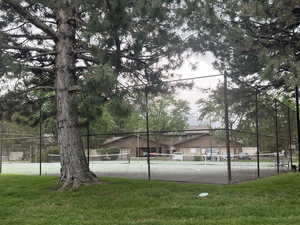 View of tennis court and new pickleball courts being built