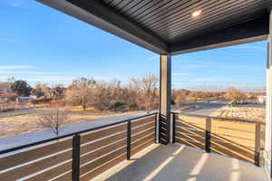 Balcony with a mountain view