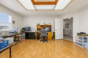 Office featuring light hardwood / wood-style floors