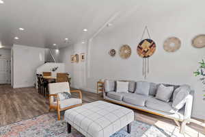 Living room featuring hardwood / wood-style flooring