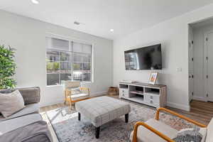 Living room featuring light hardwood / wood-style floors