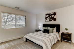 Bedroom with carpet floors