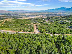 Aerial view featuring a mountain view