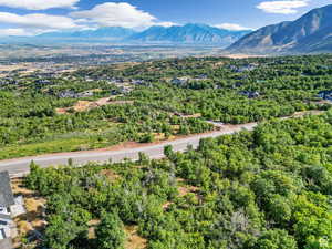 Drone / aerial view featuring a mountain view