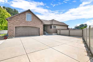 View of front of property with a garage