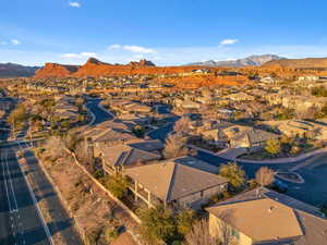 Aerial view featuring a mountain view