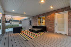 View of deck at dusk