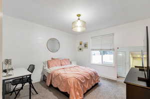 Bedroom with carpet flooring