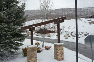 Exterior space featuring a mountain view