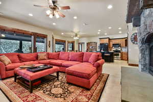 Living room with ceiling fan