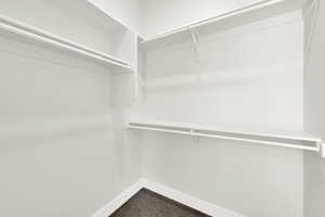 Spacious closet featuring carpet