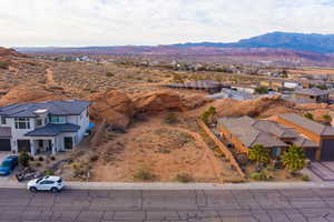 Aerial view featuring a mountain view