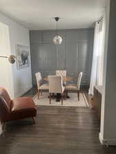 Dining area featuring dark hardwood / wood-style floors